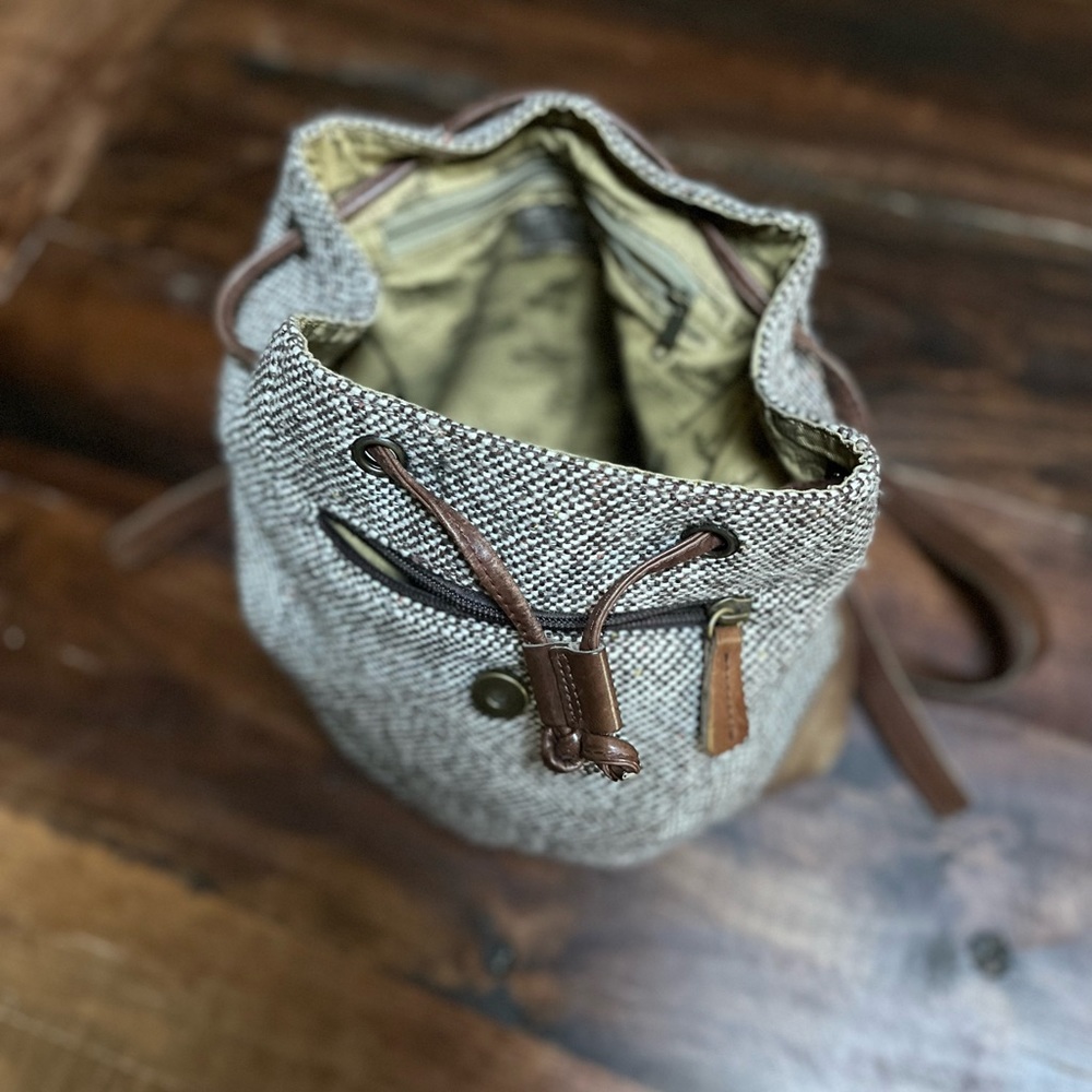 Vintage LLBean Wool blend bucket Backpack Purse - Picture 3 of 10